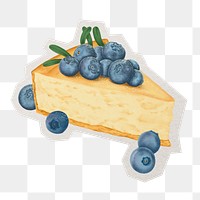 PNG blueberry cheesecake sticker  white border, transparent background