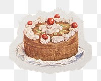 PNG cake sticker  white border,  transparent background