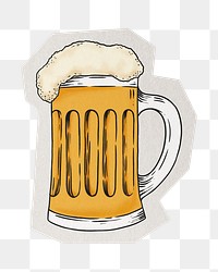 PNG glass of beer sticker  white border, transparent background