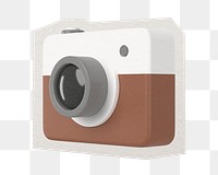 PNG 3D camera sticker  white border, transparent background