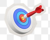 PNG 3D bullseye business sticker  white border, transparent background