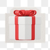 PNG white gift box sticker  white border, transparent background