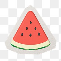 PNG 3D Watermelon sticker  white border, transparent background