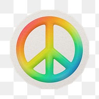 PNG 3D gradient peace icon sticker  white border, transparent background