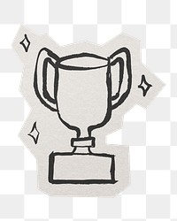 PNG winner trophy sticker  white border, transparent background