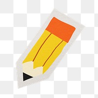 PNG pencil stationery sticker  white border, transparent background