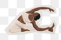 PNG Yoga head-to-knee pose sticker  white border, transparent background