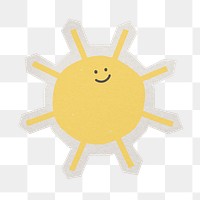 PNG sun cute weather diary sticker  white border, transparent background