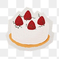 PNG strawberry pound cake sticker  white border, transparent background