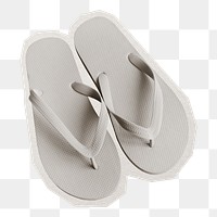 PNG  white rubber flip flops  slipper sticker with white border,  transparent background