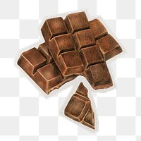 PNG chocolate bar sticker with white border, transparent background