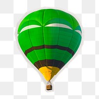 PNG hot air balloon sticker with white border,  transparent background