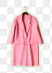 PNG pink coat sticker with white border, transparent background