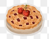 PNG Cherry pie sticker with white border, transparent background