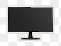 PNG computer with black screen sticker with white border,  transparent background