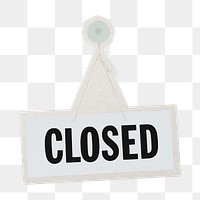 PNG closed sign sticker with white border, transparent background