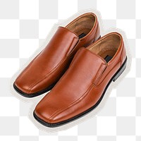 PNG leather shoes  sticker with white border,  transparent background