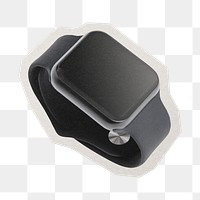 PNG smart watch sticker with white border,  transparent background