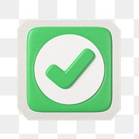 PNG check mark sticker with white border, transparent background