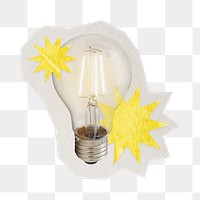 PNG light bulb sticker with white border, transparent background