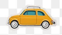 PNG old yellow car sticker with white border, transparent background