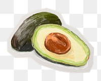 PNG green avocado sticker with white border, transparent background