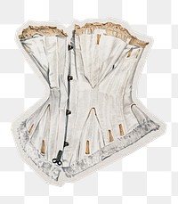 PNG wedding Corset sticker with white border, transparent background 