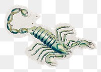 PNG scorpio sticker with white border, transparent background 