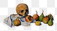 PNG Cezanne&rsquo;s Skull sticker with white border, transparent background , artwork remixed by rawpixel.