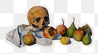 PNG Cezanne’s Skull sticker with white border, transparent background , artwork remixed by rawpixel.