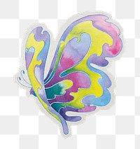 PNG Heiress butterfly sticker with white border,  transparent background 