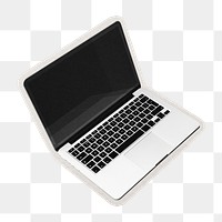 PNG laptop sticker with white border, transparent background