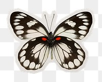 PNG butterfly sticker with white border, transparent background