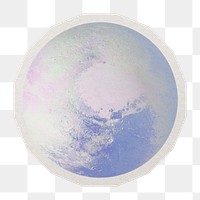 PNG silver moon sticker with white border, transparent background