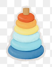 PNG conical cone toy sticker with white border, transparent background