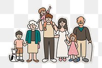 PNG big family sticker with white border, transparent background