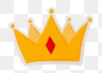 PNG crown sticker with white border, transparent background