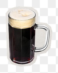 PNG cold root beer sticker with white border, transparent background