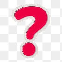 PNG jelly bold embossed question mark sign sticker with white border, transparent background