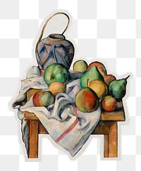 PNG Cezanne’s Ginger Jar sticker with white border, transparent background, artwork remixed by rawpixel.