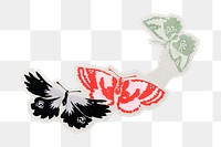 PNG butterfly sticker with white border, transparent background 