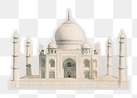 PNG Taj Mahal sticker with white border, transparent background 