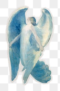 PNG aesthetic angel sticker with white border, transparent background