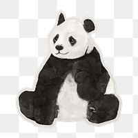 PNG Panda sticker with white border, transparent background