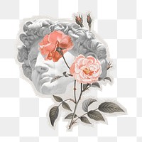 PNG  flora statue head sticker with white border, sculpture transparent background