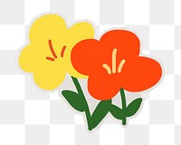 PNG Poppy flower  sticker with white border, doodle on transparent background