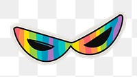 PNG fancy rainbow mask sticker with white border, transparent background