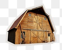 PNG barn sticker with white border, transparent background