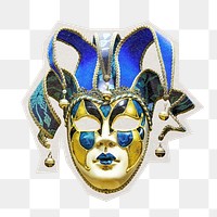 PNG Venetian mask  sticker with white border, transparent background