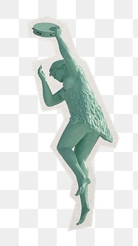 PNG dancing woman statue sticker with white border, transparent background